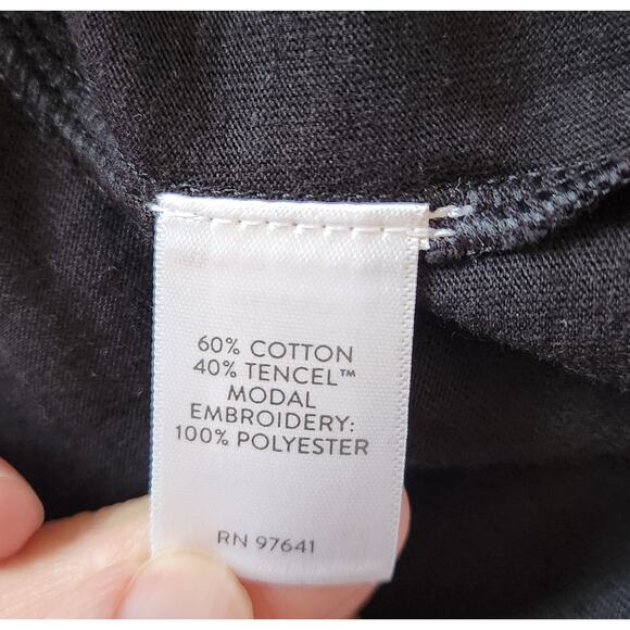 J. Jill Embroidered Floral Peasant Shirt Blouse Black & Tan Scoop Neck sz 2X - Picture 9 of 9